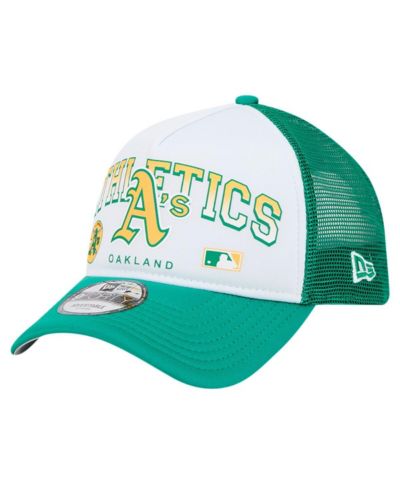 Мужская регулируемая кепка New Era White Oakland Athletics Retro Wordmark 9FORTY A-Frame Trucker