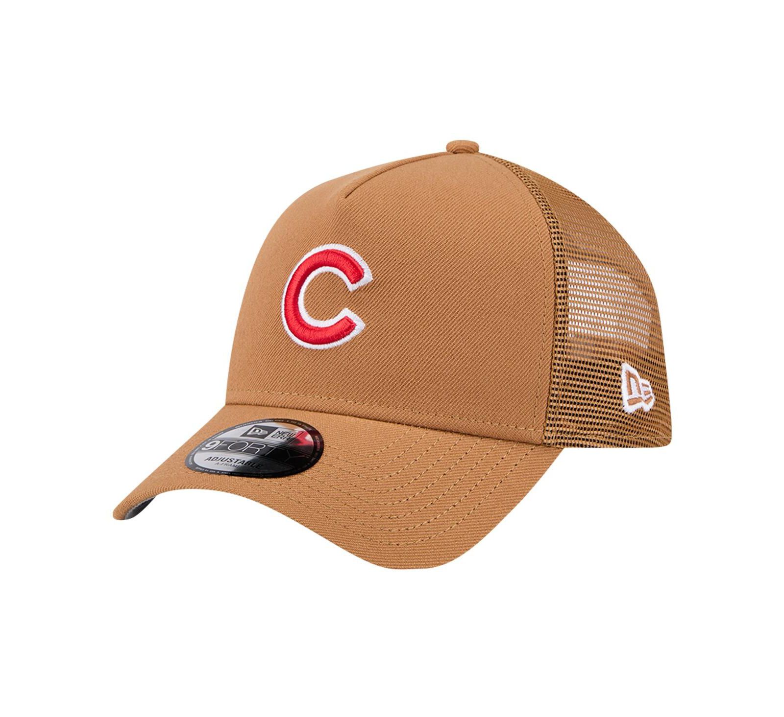 New Era Men's Brown Chicago Cubs A-Frame Trucker 9FORTY Adjustable Hat