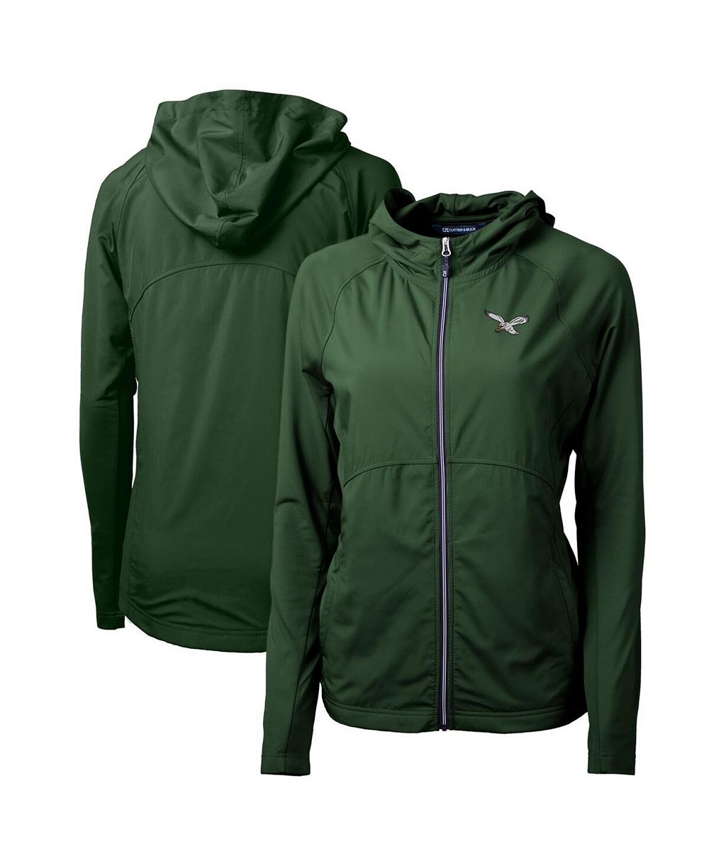 Cutter & Buck Women's Hunter Green Philadelphia Eagles Gridiron Classics Logo Adapt Eco Knit Hybrid Full-Zip Hoodie