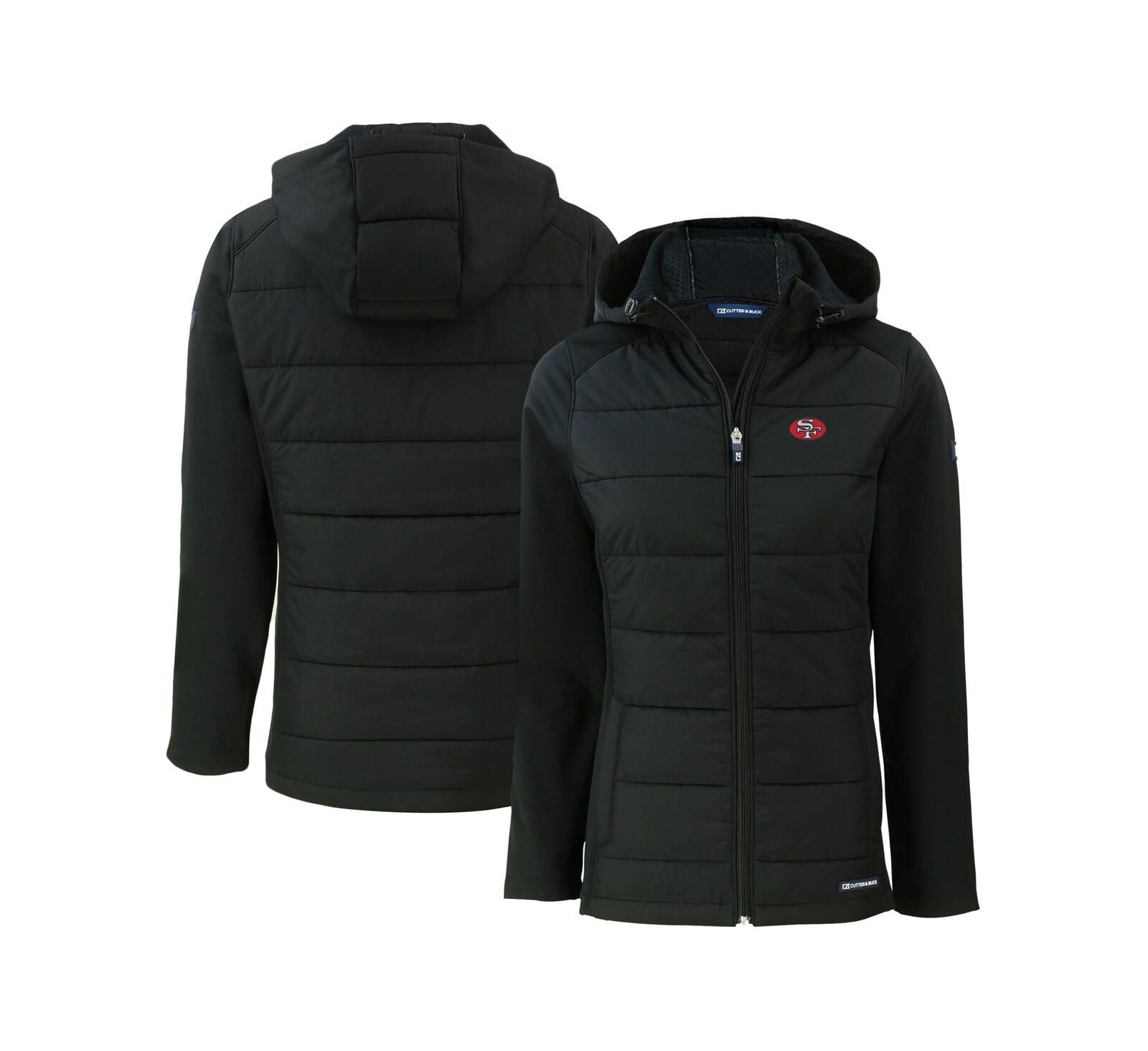 Женская куртка Cutter & Buck Black San Francisco 49ers Hybrid Eco Softshell Full-Zip Hoodie