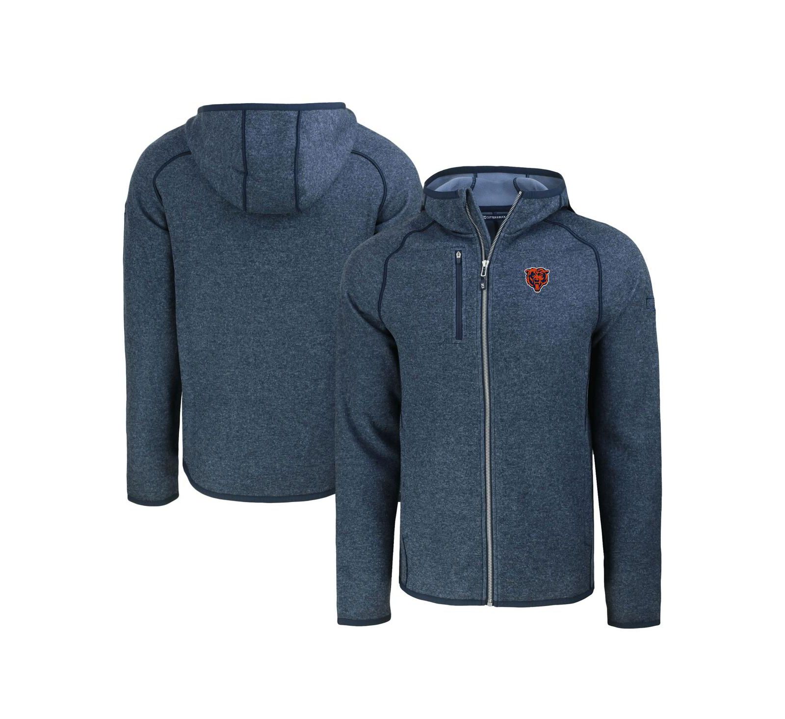 Мужское вязаное худи Cutter & Buck Heather Navy Chicago Bears Throwback Mainsail Full-Zip
