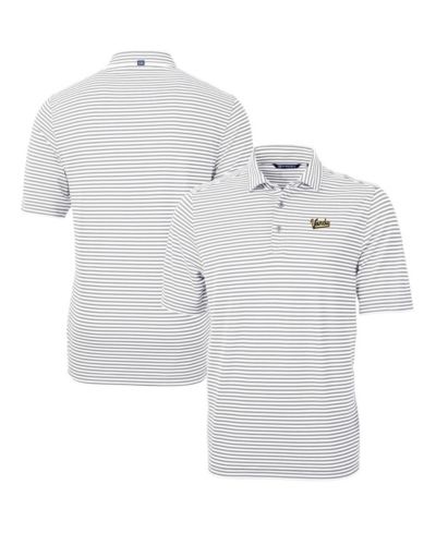 Мужская поло-рубашка Cutter & Buck Gray/White Vanderbilt Commodores Vault DryTec Virtue Eco Pique Stripe