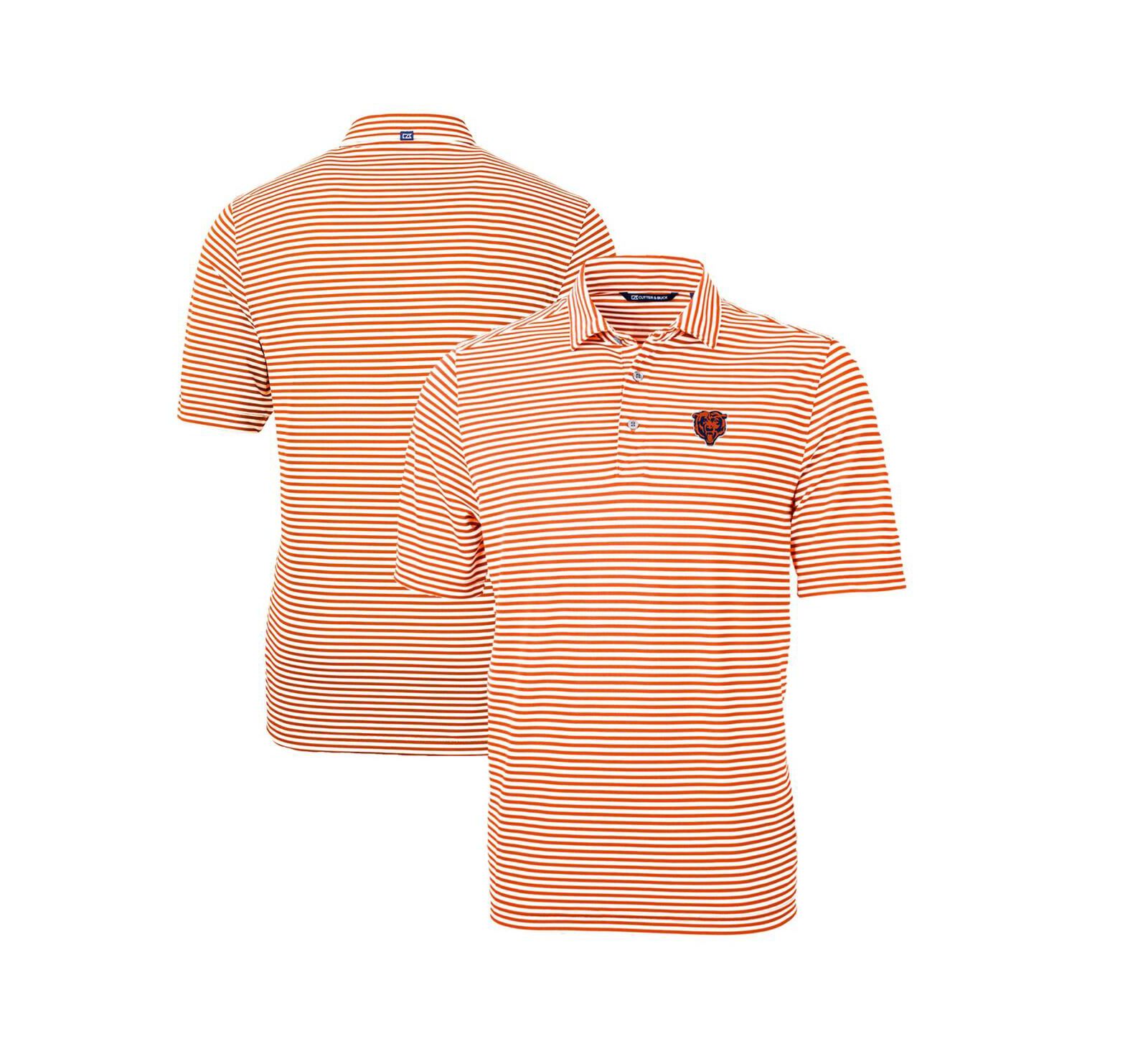 Мужское поло Cutter & Buck Orange Chicago Bears Throwback Logo Virtue Eco Pique Stripe