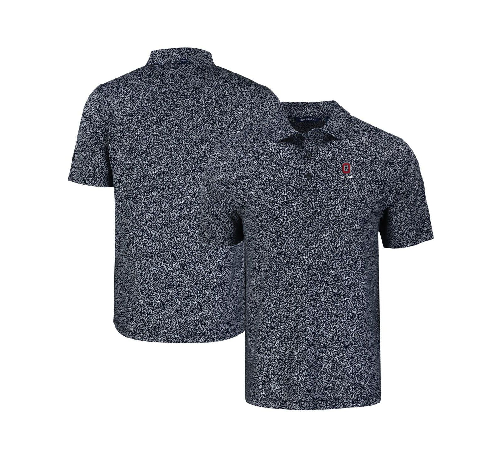 Cutter & Buck Men's Black Ohio State Buckeyes Pike Eco Pebble Print Stretch Polo