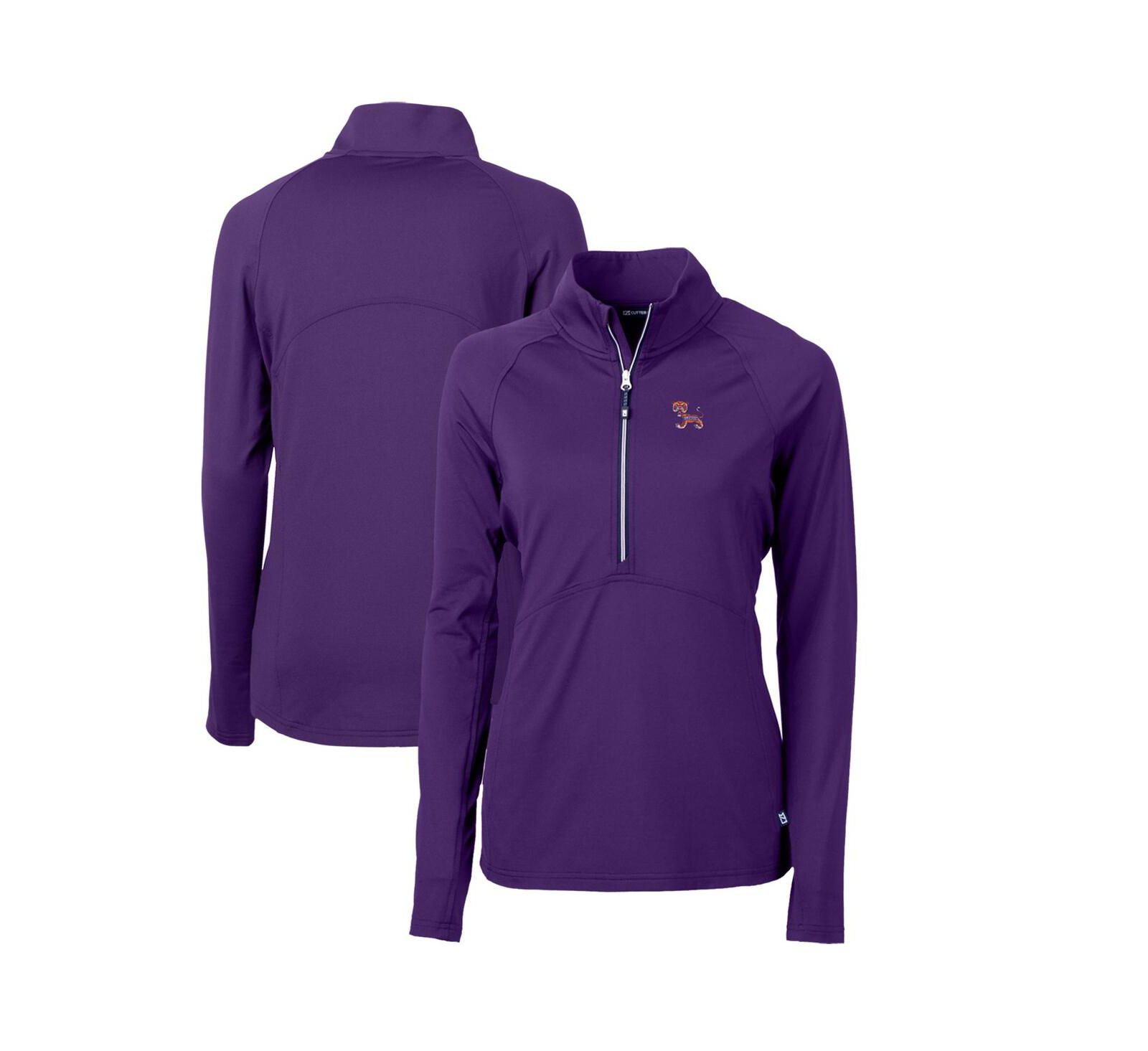 Cutter & Buck Женский джемпер-поло с молнией Clemson Tigers Adapt Eco Knit Stretch, фиолетовый