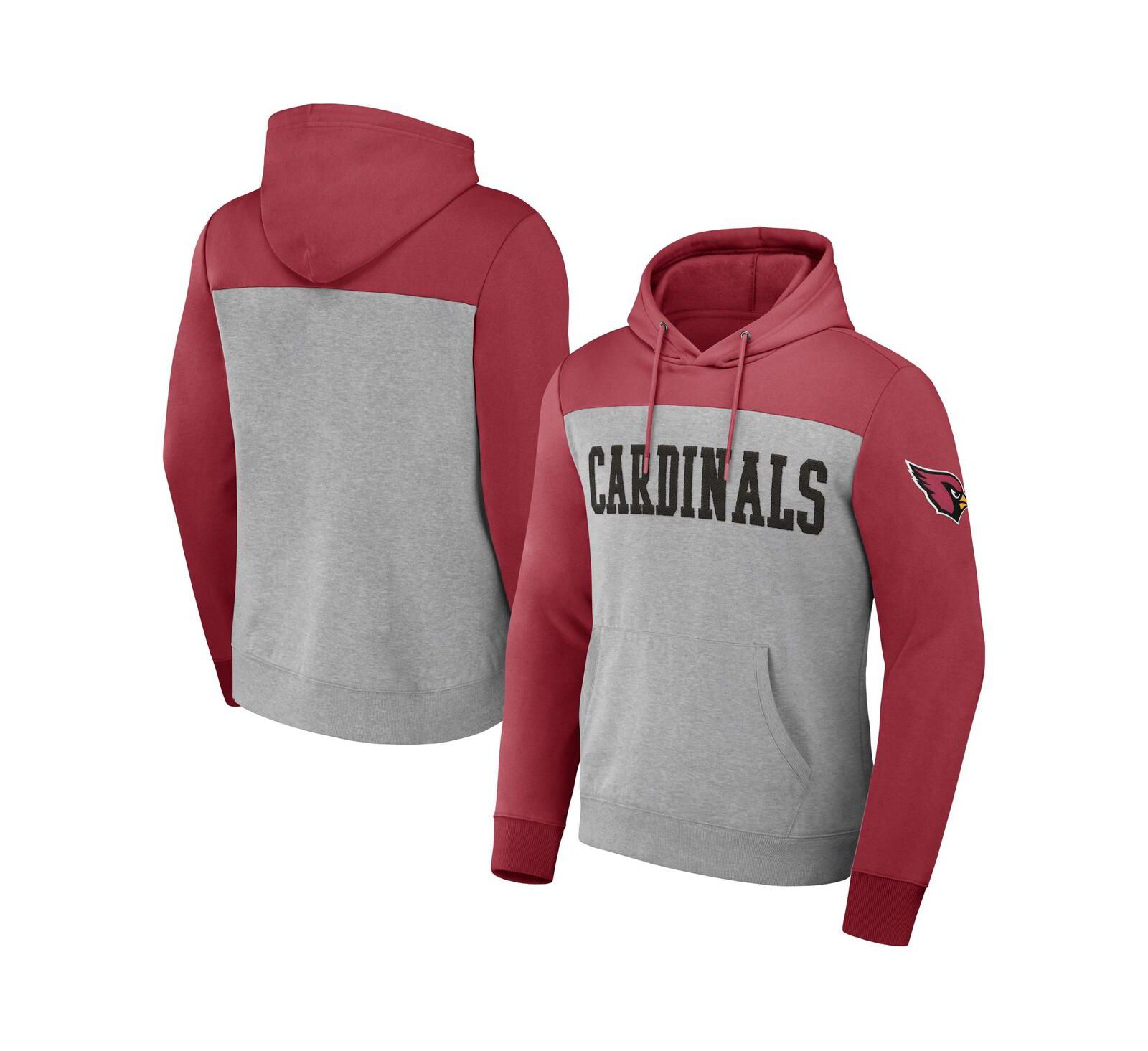 Fanatics Men's Heather Gray Arizona Cardinals Color Blocked Pullover Hoodie