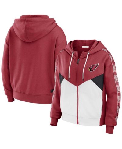 Худи WEAR by Erin Andrews Women's Cardinal/White Arizona Cardinals Color Block Light Weight Modest Crop Full-Zip