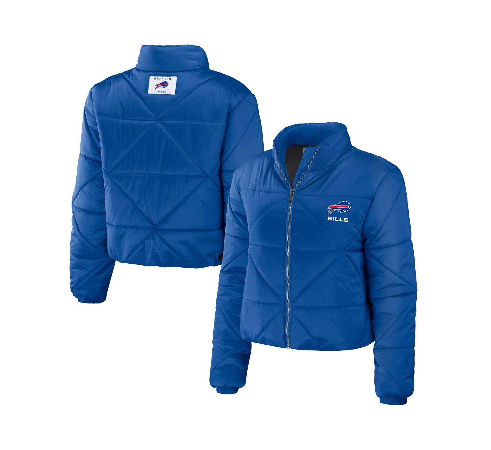 WEAR by Erin Andrews Women's Royal Buffalo Bills Cropped Puffer Full-Zip Jacket