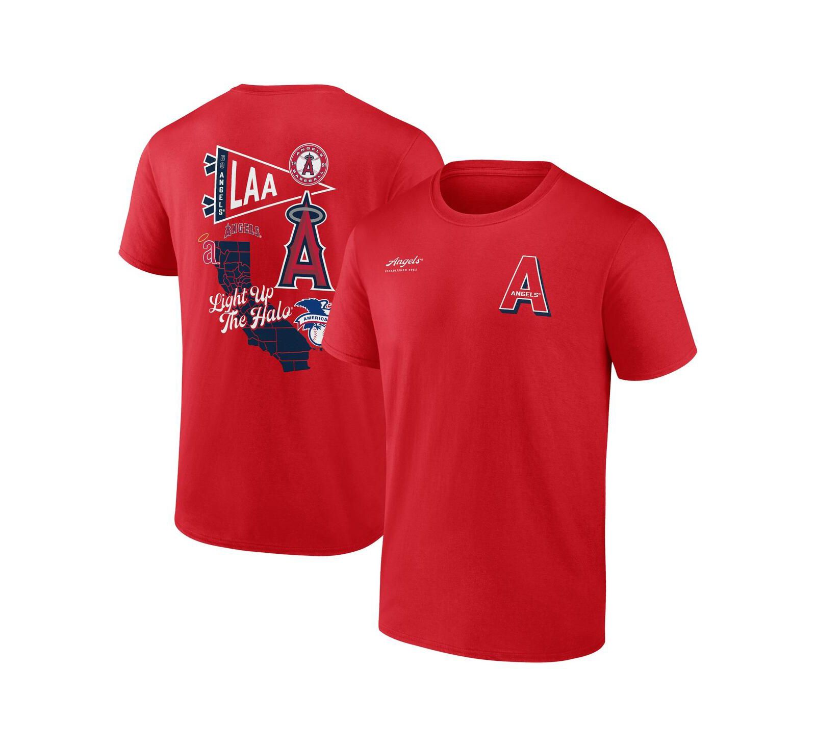 Fanatics Men's Red Los Angeles Angels Split Zone T-Shirt
