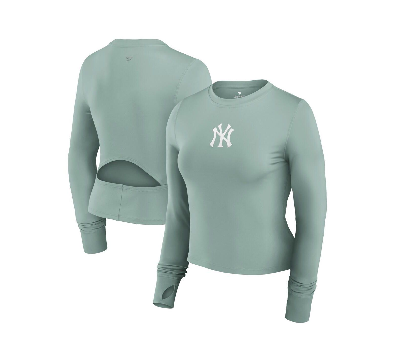 Женский спортивный топ Fanatics Women's Green New York Yankees Studio Fitted Long Sleeve
