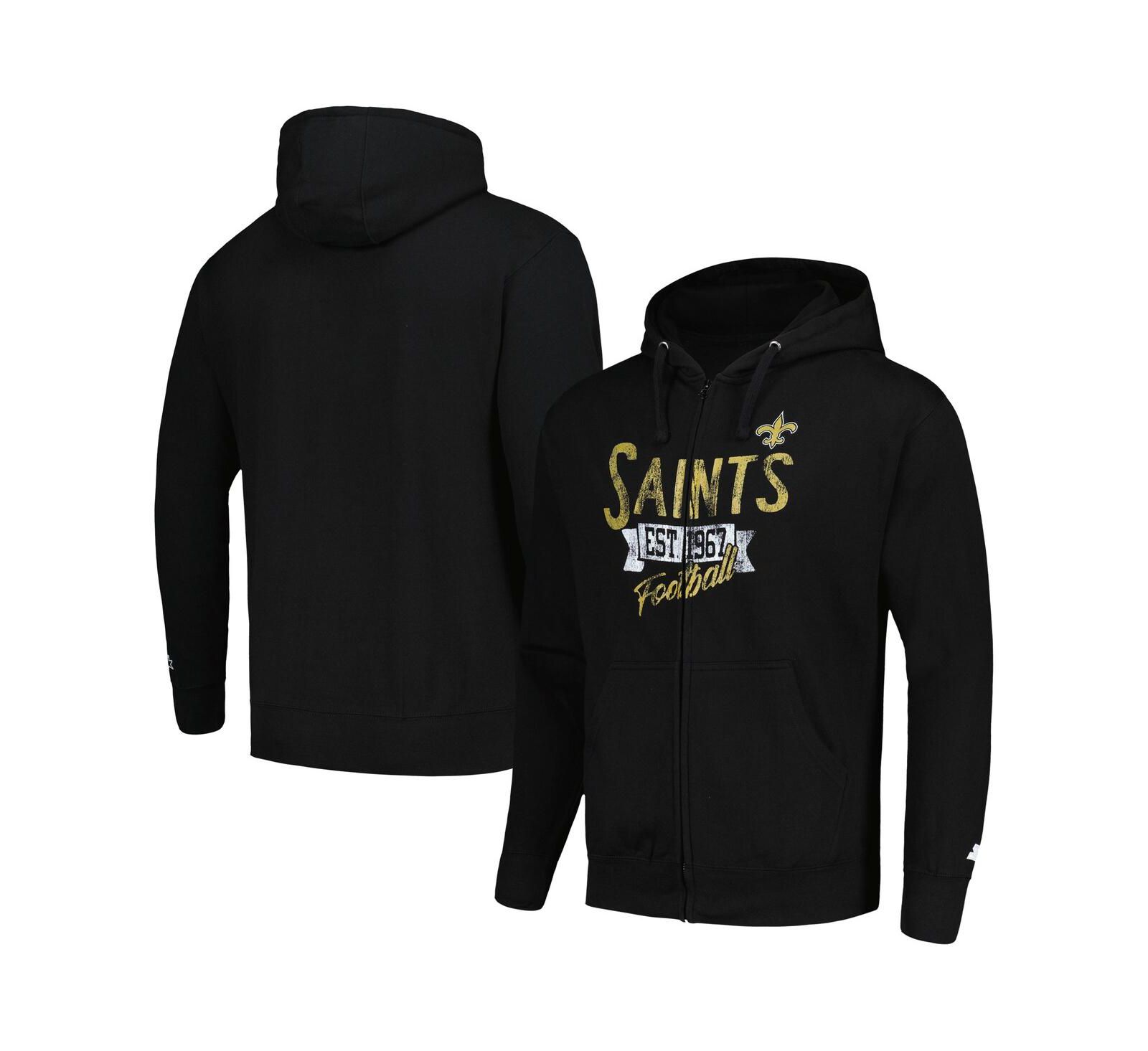 Мужское худи Starter Black New Orleans Saints Domestic Post Season Full-Zip