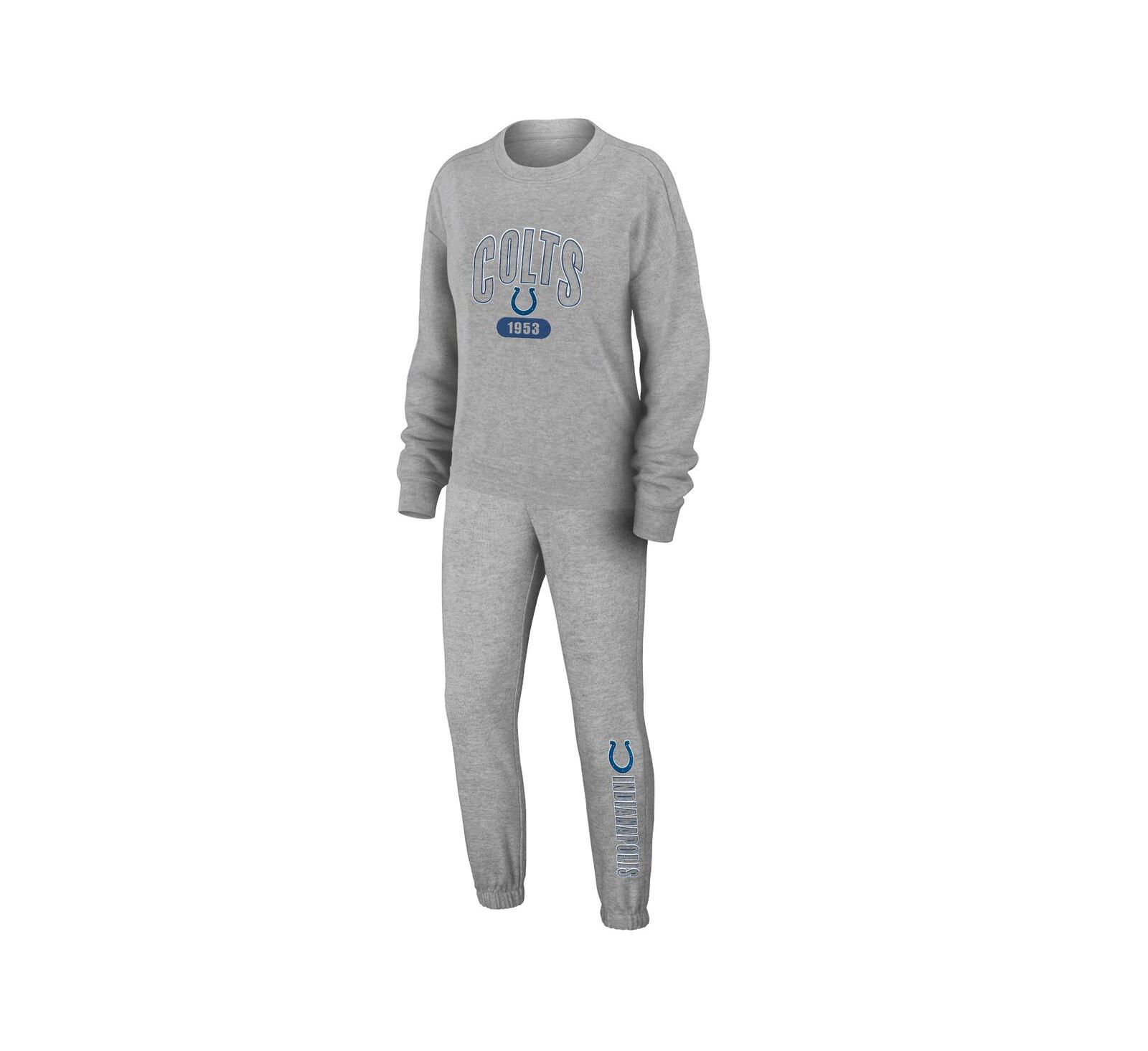 Женский комплект WEAR by Erin Andrews Heather Gray Indianapolis Colts Plus Size трикотажная футболка с длинным рукавом и брюки для отдыха
