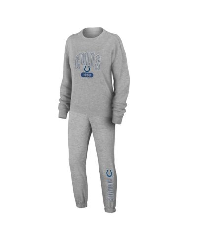Женский комплект WEAR by Erin Andrews Heather Gray Indianapolis Colts Plus Size трикотажная футболка с длинным рукавом и брюки для отдыха