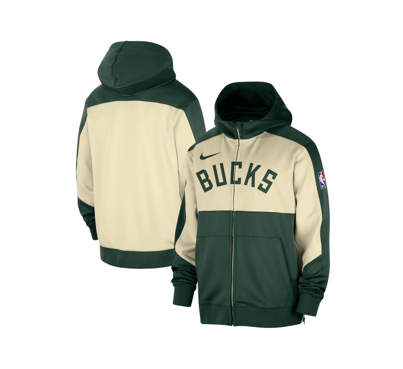 Мужское худи Nike Hunter Green Milwaukee Bucks Authentic On-Court Showtime Performance Full-Zip