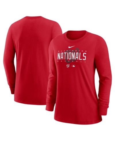 Nike Женская спортивная футболка с длинным рукавом Washington Nationals Authentic Collection Legend, красная