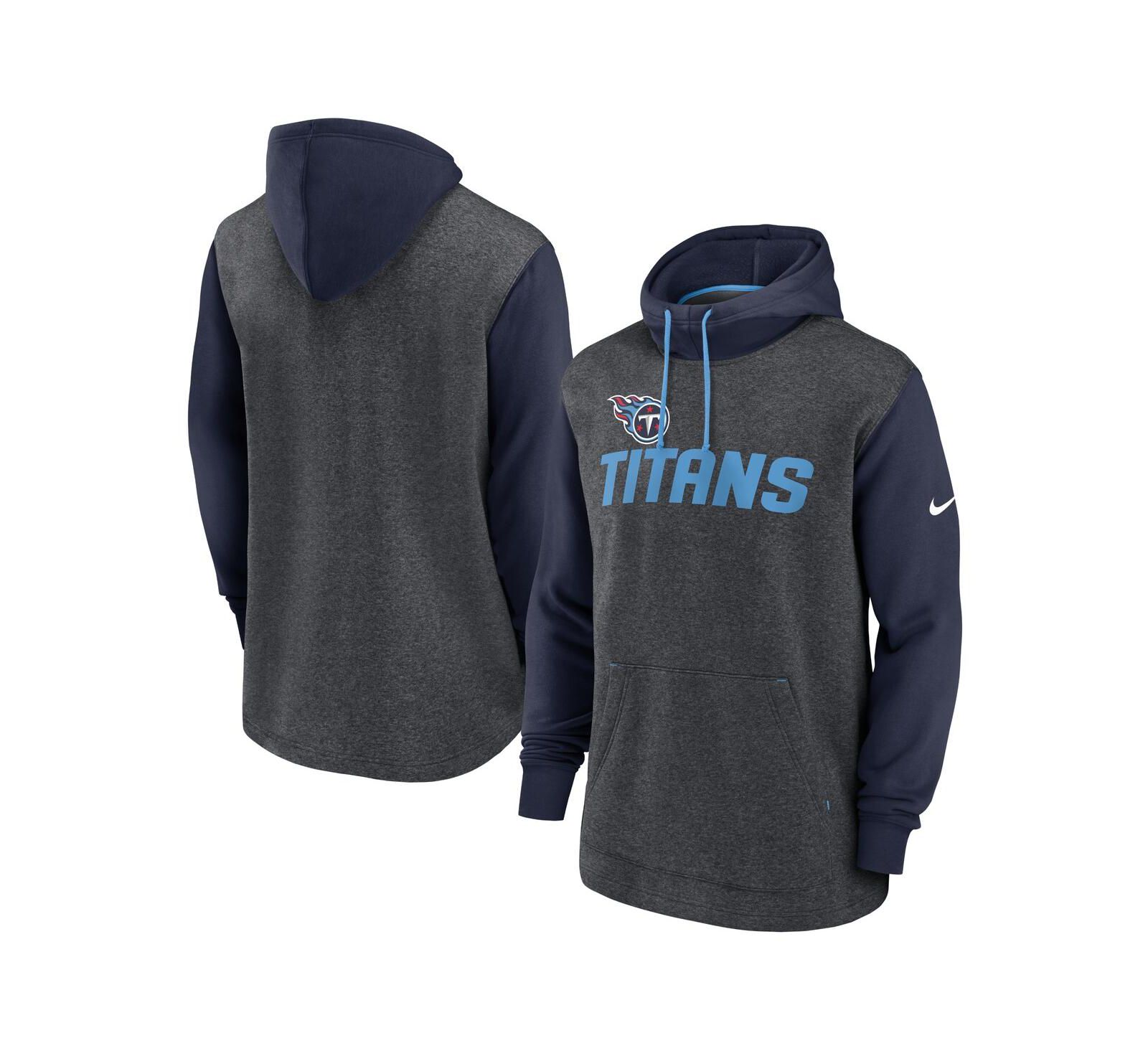 Nike Men's Heathered Charcoal/Navy Tennessee Titans Surrey Legacy Pullover Hoodie