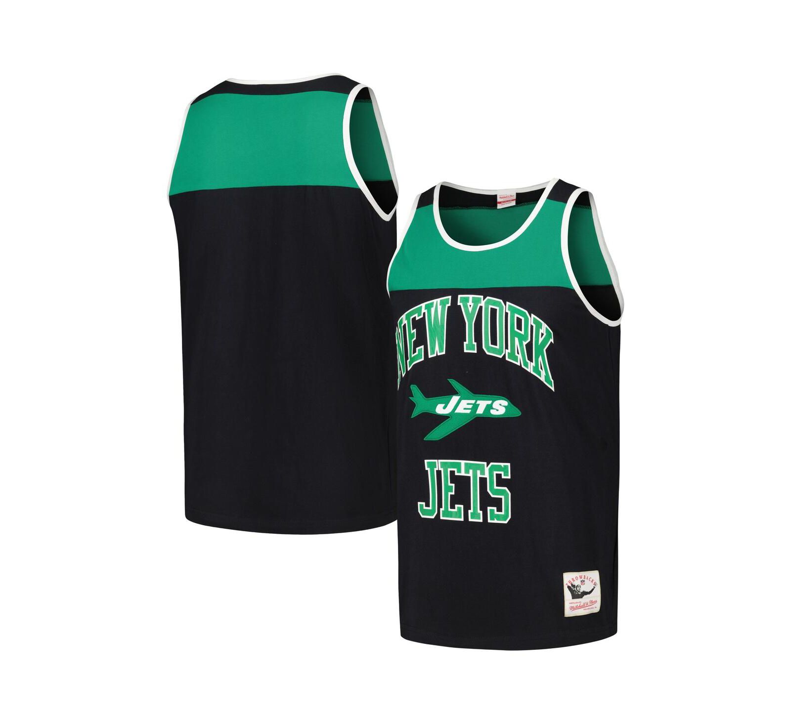 Mitchell & Ness Мужской майка New York Jets Heritage Colorblock, черная/зеленая