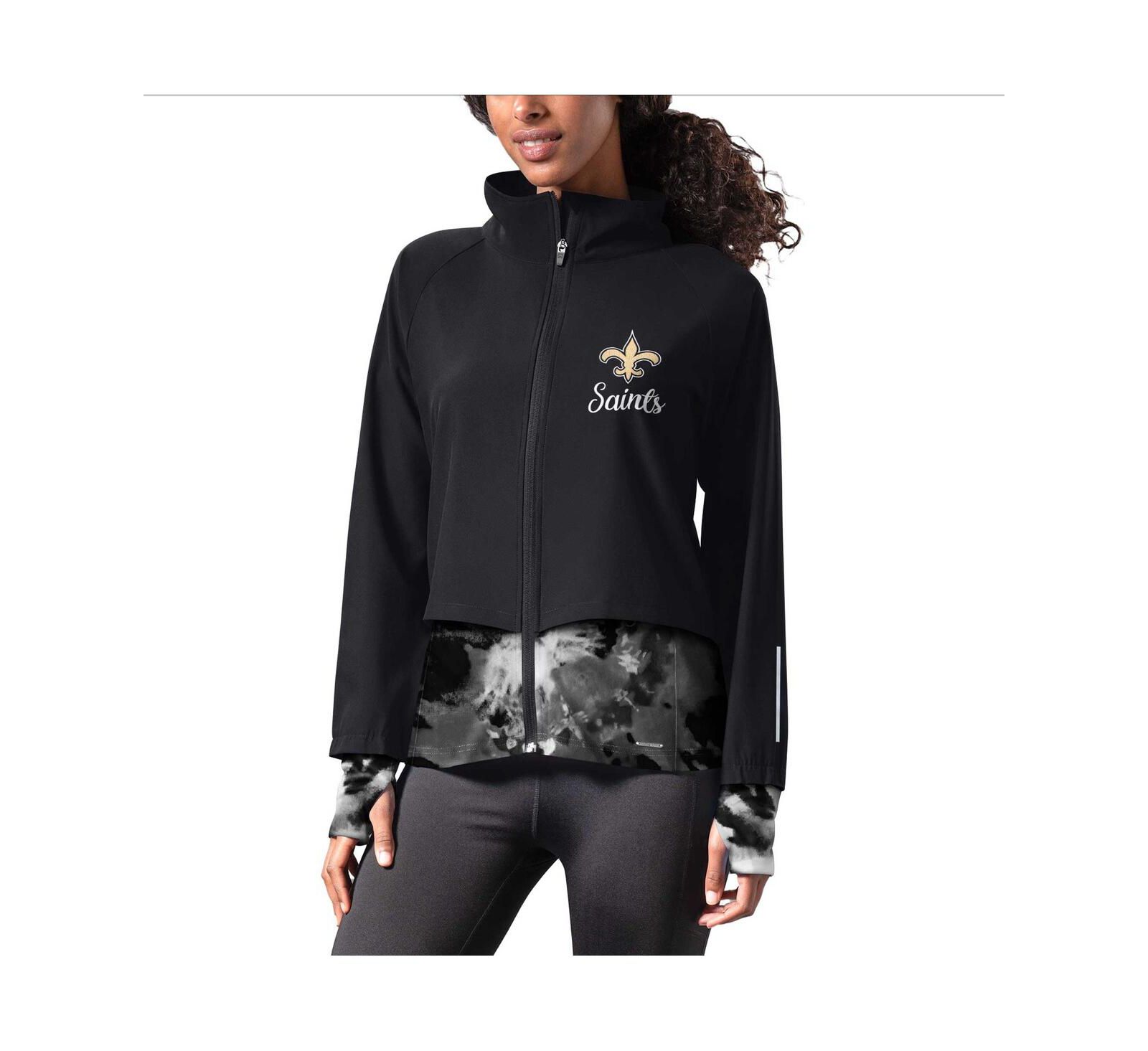 MSX by Michael Strahan куртка беговая женская черная New Orleans Saints Grace Raglan Full-Zip