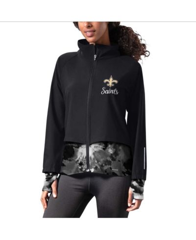 MSX by Michael Strahan куртка беговая женская черная New Orleans Saints Grace Raglan Full-Zip
