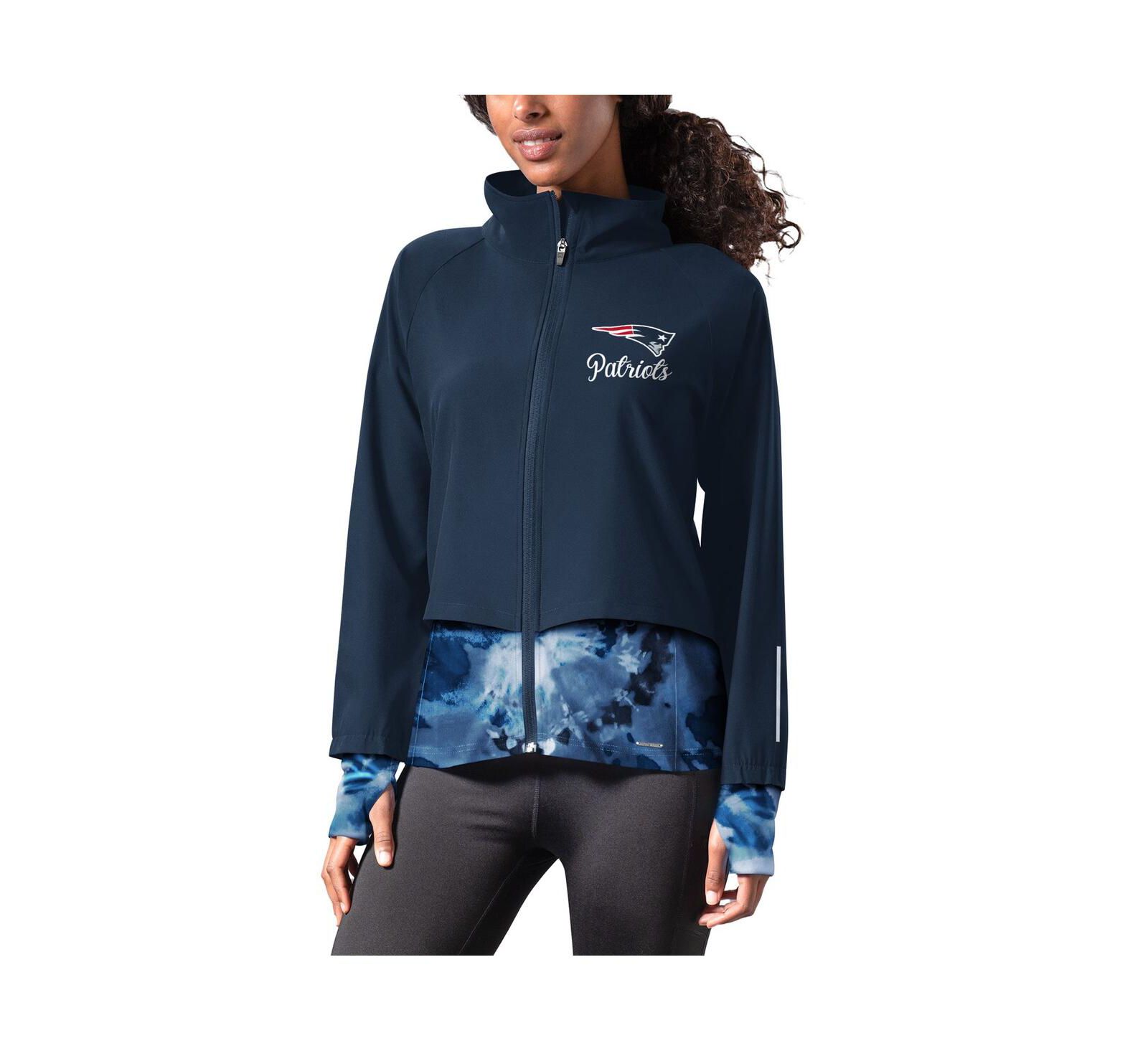 MSX by Michael Strahan Женская беговая куртка New England Patriots Grace Raglan Full-Zip, темно-синяя