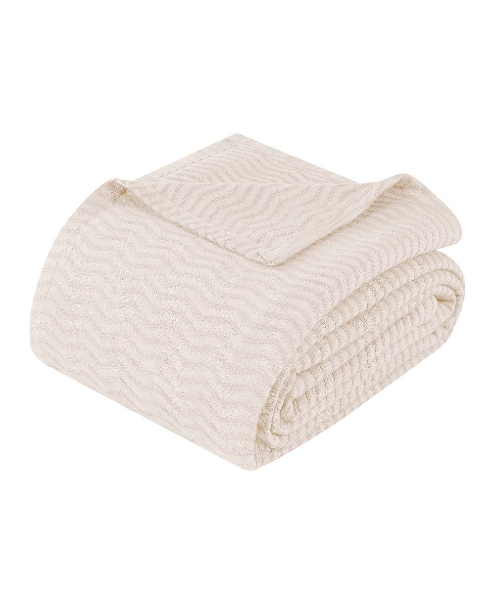 Superior Jena Cotton Textured Chevron Lightweight Woven Blanket, Full/Queen