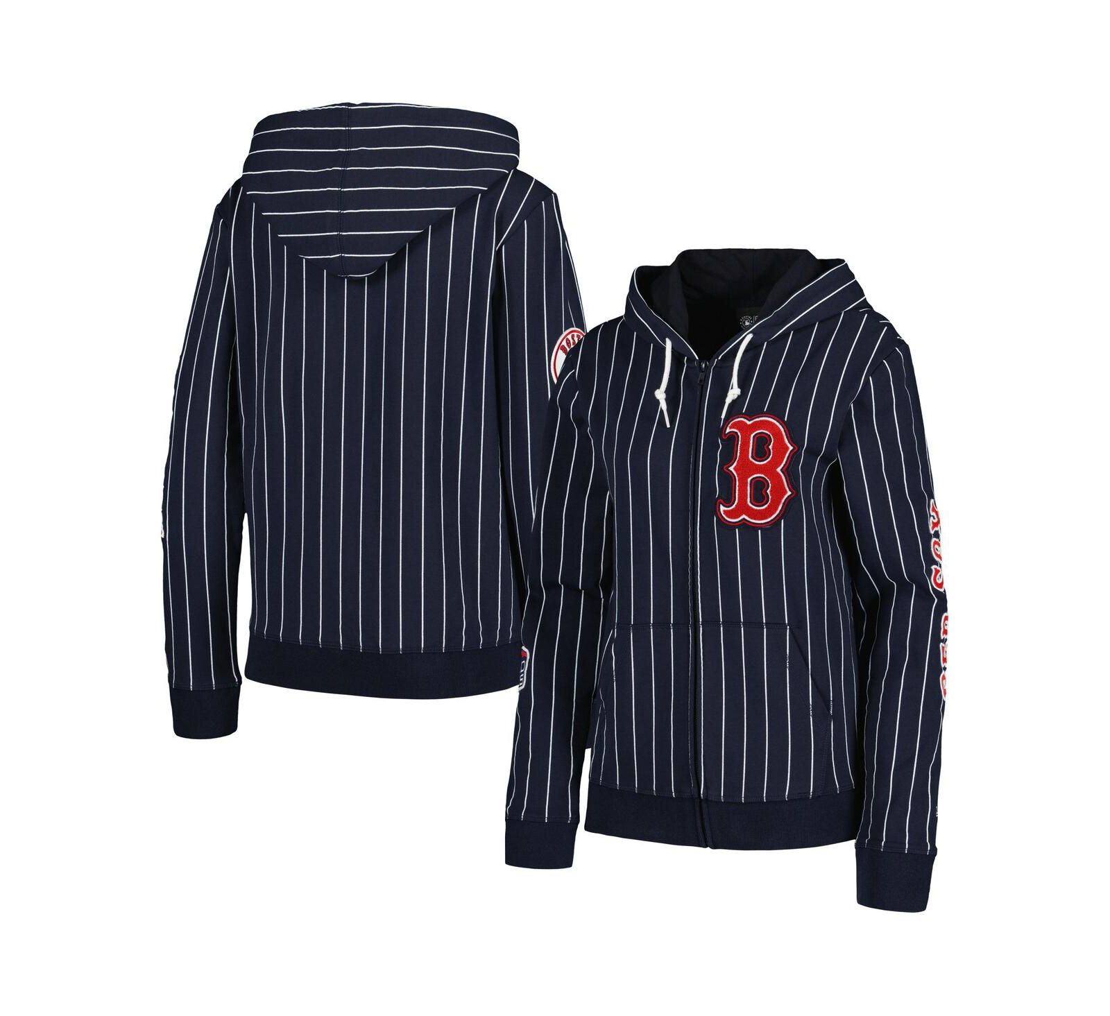New Era Women's Navy Boston Red Sox Pinstripe Tri-Blend Full-Zip Jacket