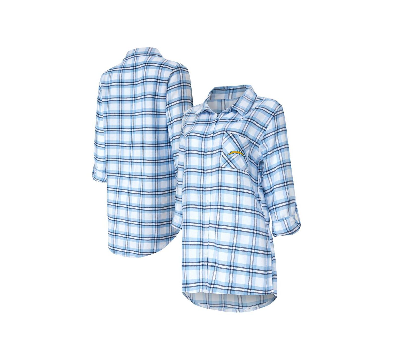 Женская длинная ночная рубашка Concepts Sport Los Angeles Chargers Sienna Plaid, светло-голубая