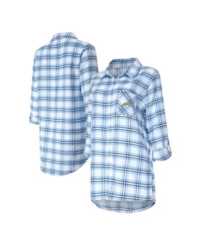 Женская длинная ночная рубашка Concepts Sport Los Angeles Chargers Sienna Plaid, светло-голубая