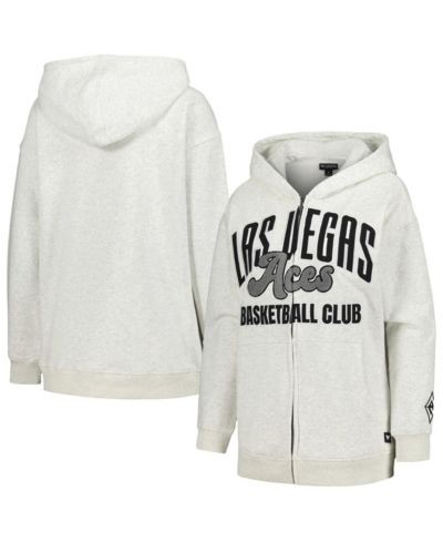 The Wild Collective Women's Heather Gray Las Vegas Aces Washed Full-Zip Hoodie