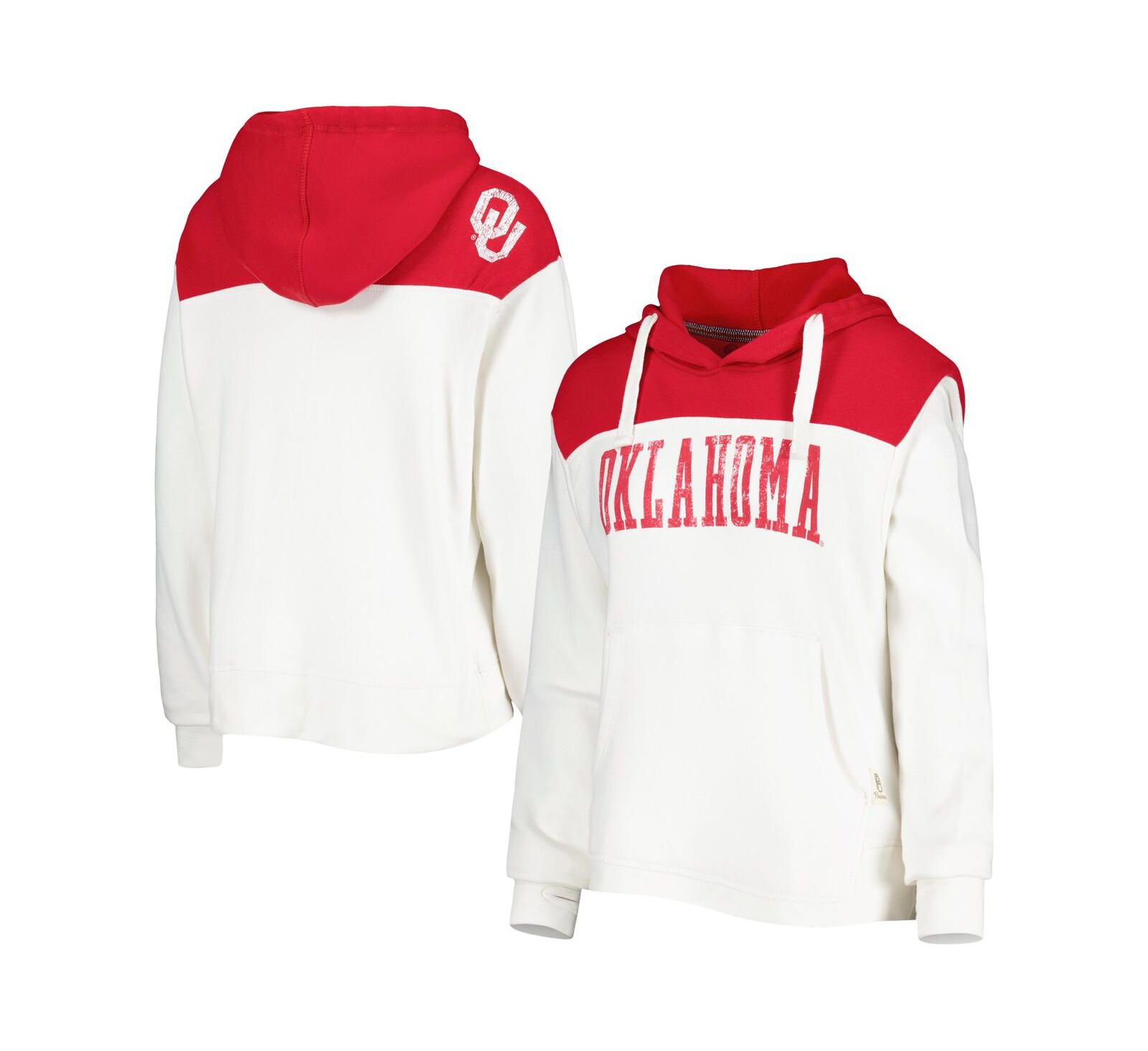 Женское худи Pressbox White/Crimson Oklahoma Sooners Chicago 2-Hit Yoke Pullover