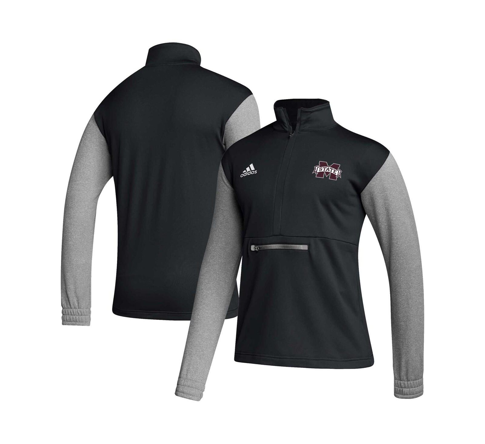 Adidas Men's Black Mississippi State Bulldogs Sideline AEROREADY Half-Zip Top