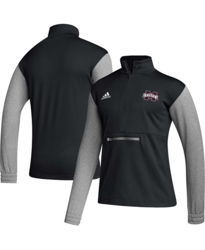 Мужской топ Adidas Black Mississippi State Bulldogs Sideline AEROREADY с полумолнией