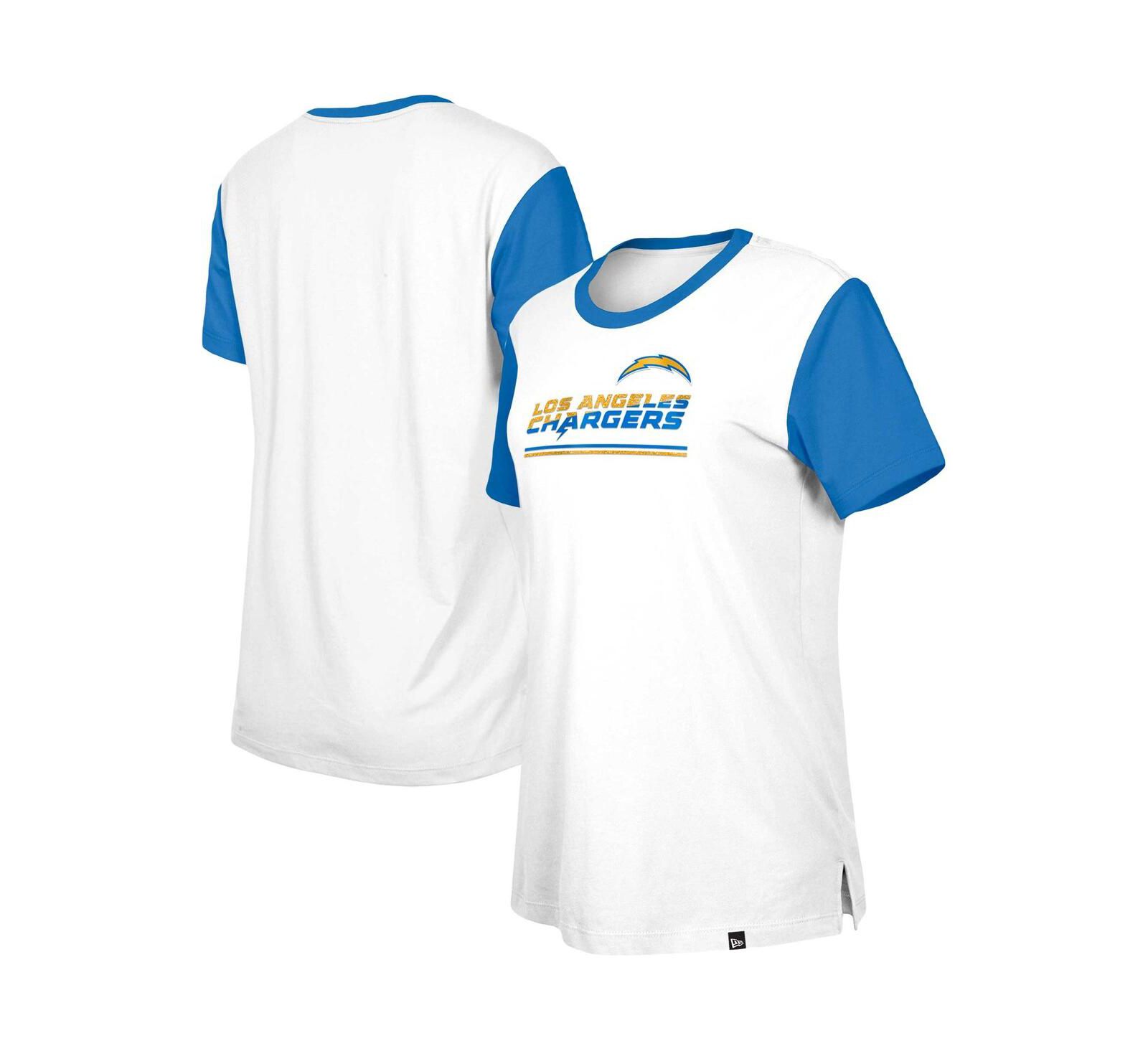 New Era Женский White/Blue Los Angeles Chargers Third Down Colorblock T-Shirt