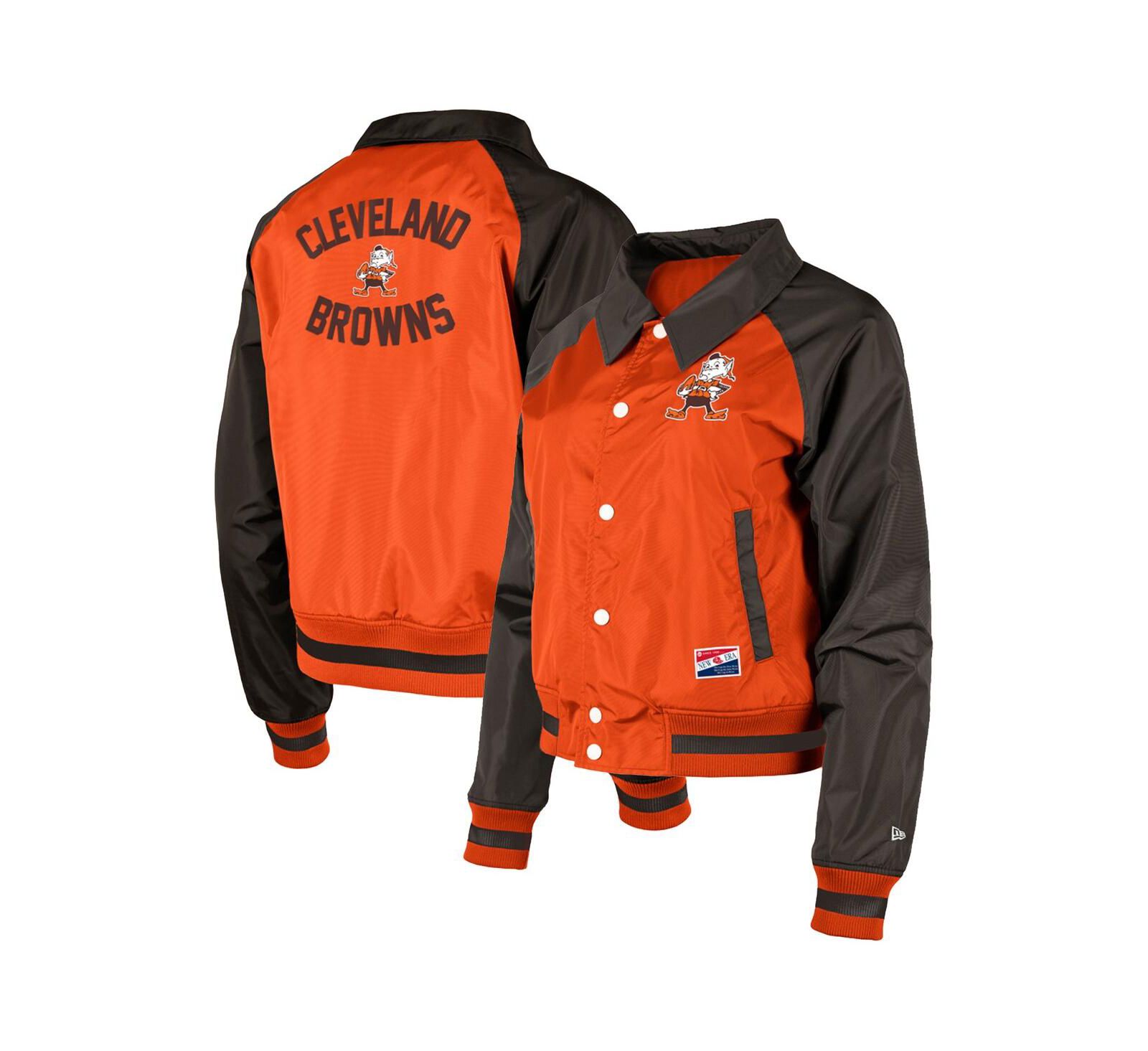 Женская куртка New Era Cleveland Browns Coaches Raglan Full-Snap оранжевого цвета