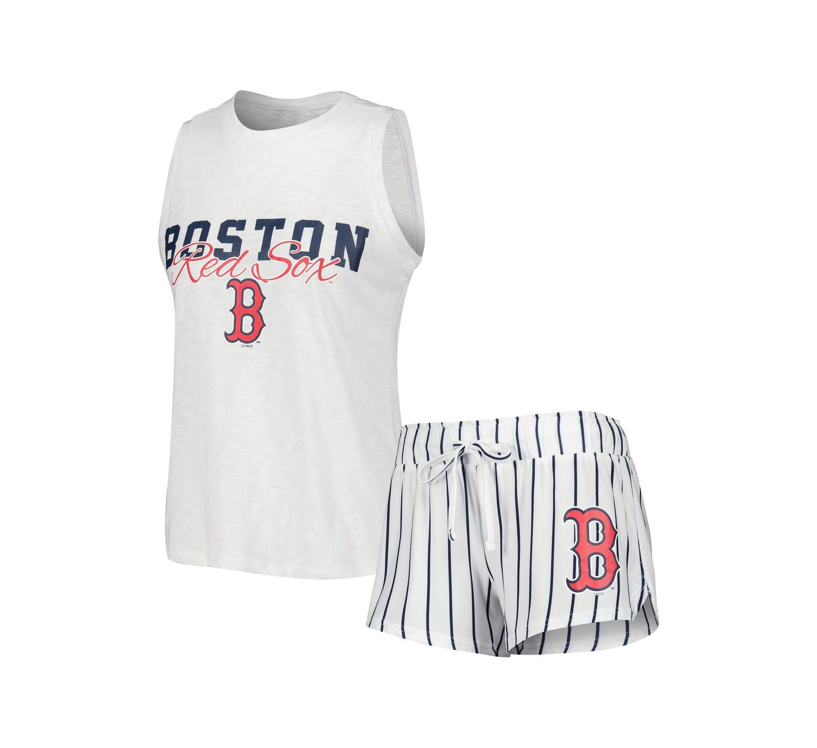 Concepts Sport Женский комплект из топа и шорт Boston Red Sox White Reel Pinstripe