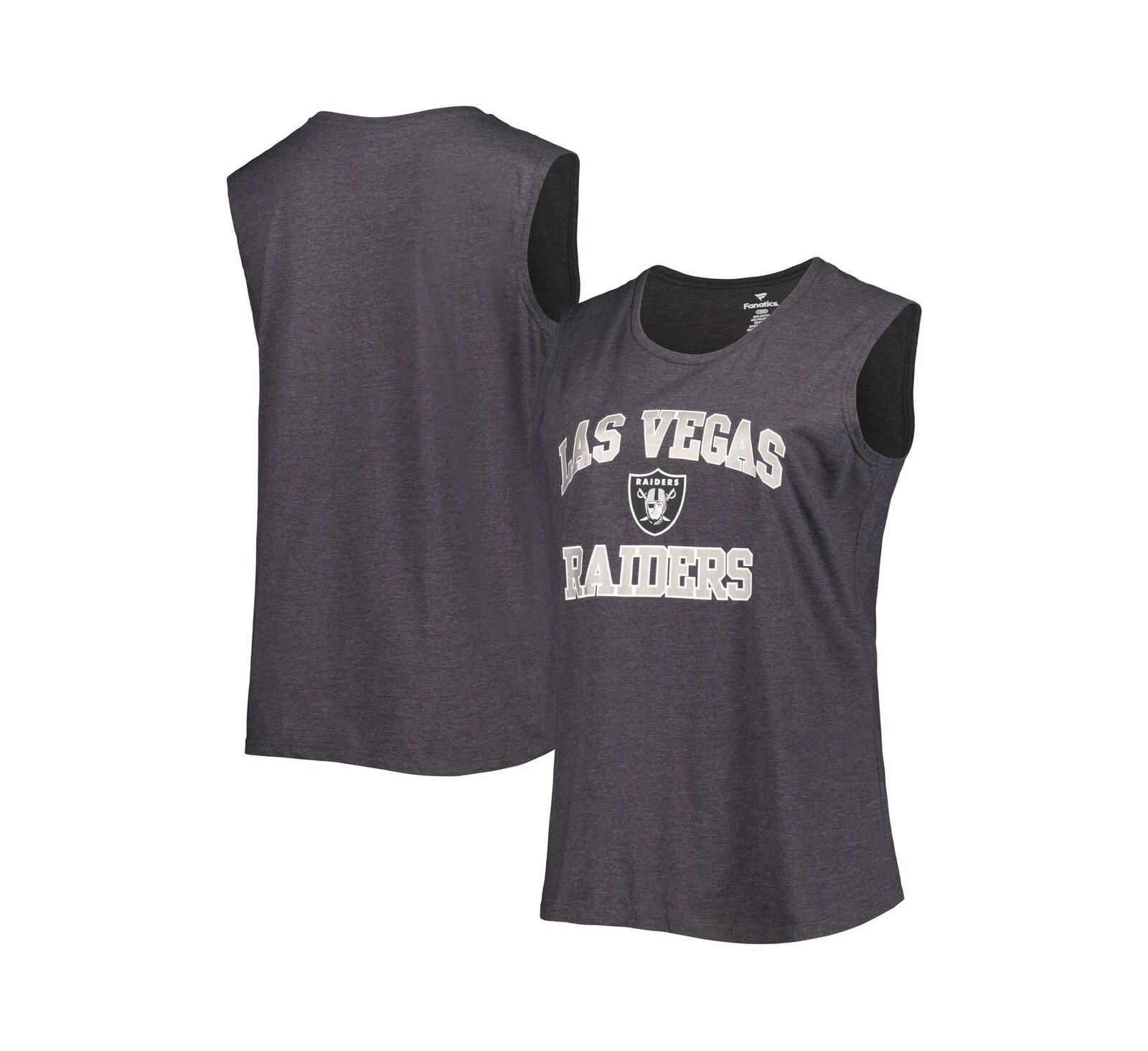 Женский майка Fanatics Heather Charcoal Las Vegas Raiders Plus Size Tank Top