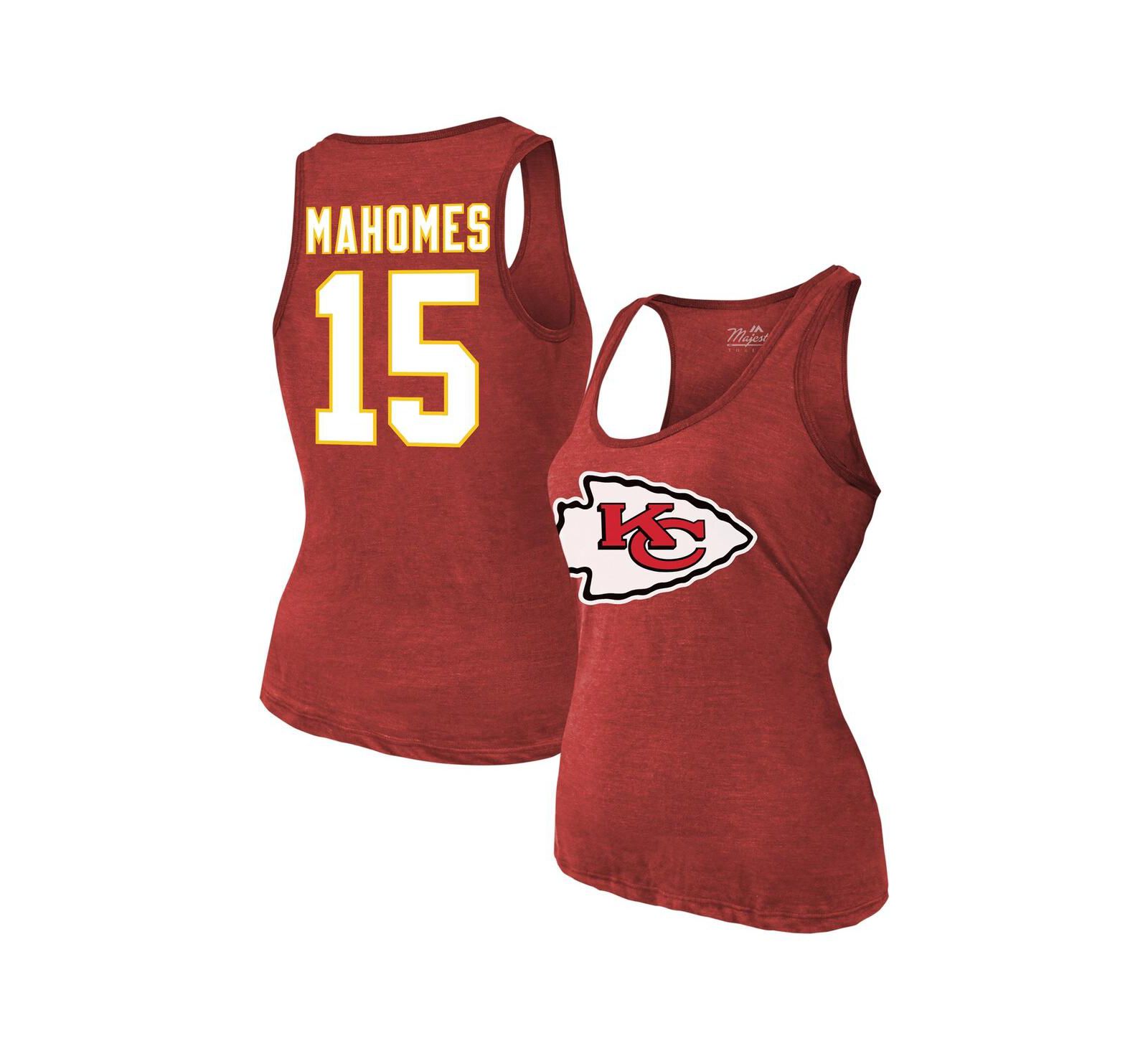 Женский майка Majestic Patrick Mahomes Red Kansas City Chiefs Name & Number Tri-Blend