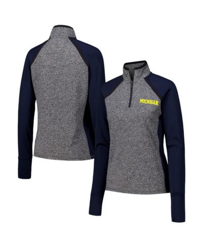 Camp David Women's Navy/Heather Gray Michigan Wolverines Finalist Raglan Quarter-Zip Jacket
