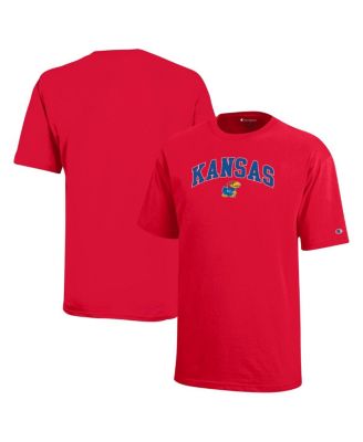Champion Big Boys and Girls Red Kansas Jayhawks Arch Over Logo T-Shirt