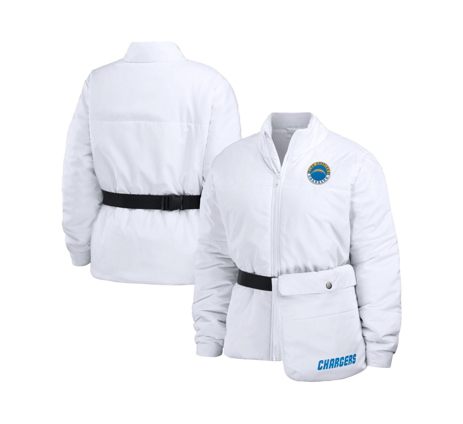 Женская пуховая куртка WEAR by Erin Andrews White Los Angeles Chargers Packaway Full-Zip