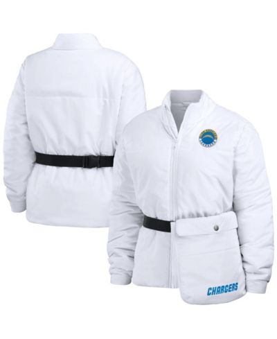 Женская пуховая куртка WEAR by Erin Andrews White Los Angeles Chargers Packaway Full-Zip