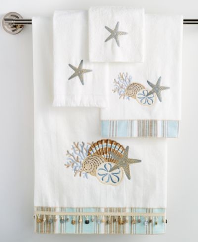 Avanti By the Sea Embroidered Cotton Washcloth, 13" x 13"
