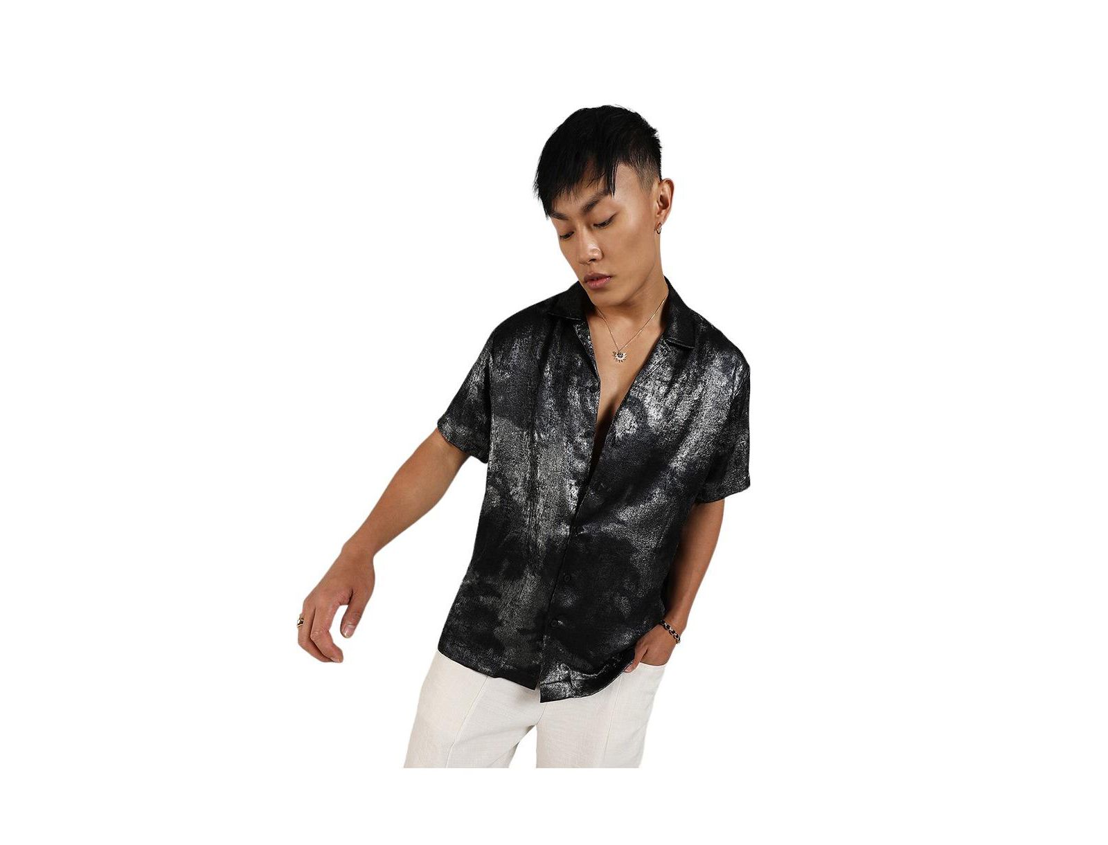 Мужская рубашка Midnight Black & Chalice Silver Metallic Ombre