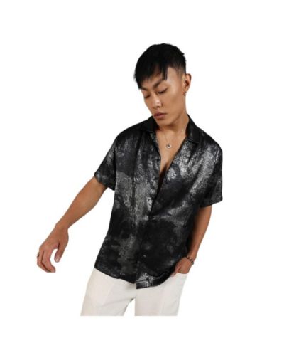 Мужская рубашка Midnight Black & Chalice Silver Metallic Ombre