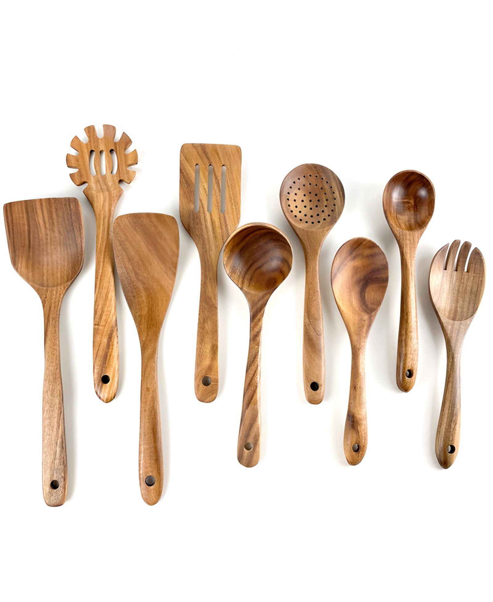 SUGIFT Kitchen Utensils Set из 9 Pieces Natural Teak Wood