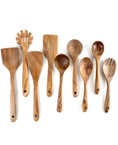 SUGIFT Kitchen Utensils Set из 9 Pieces Natural Teak Wood
