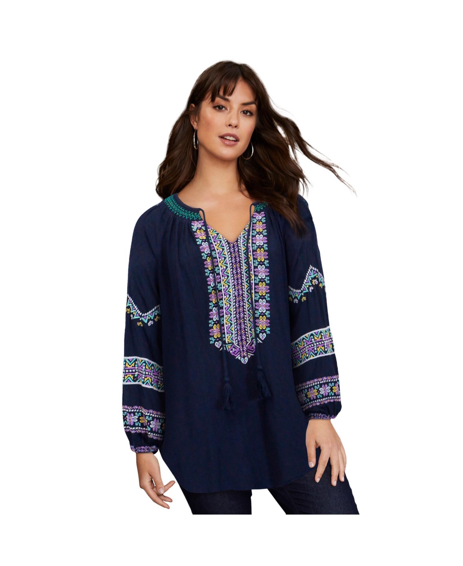 Женская блузка June & Vie Embroidered Peasant
