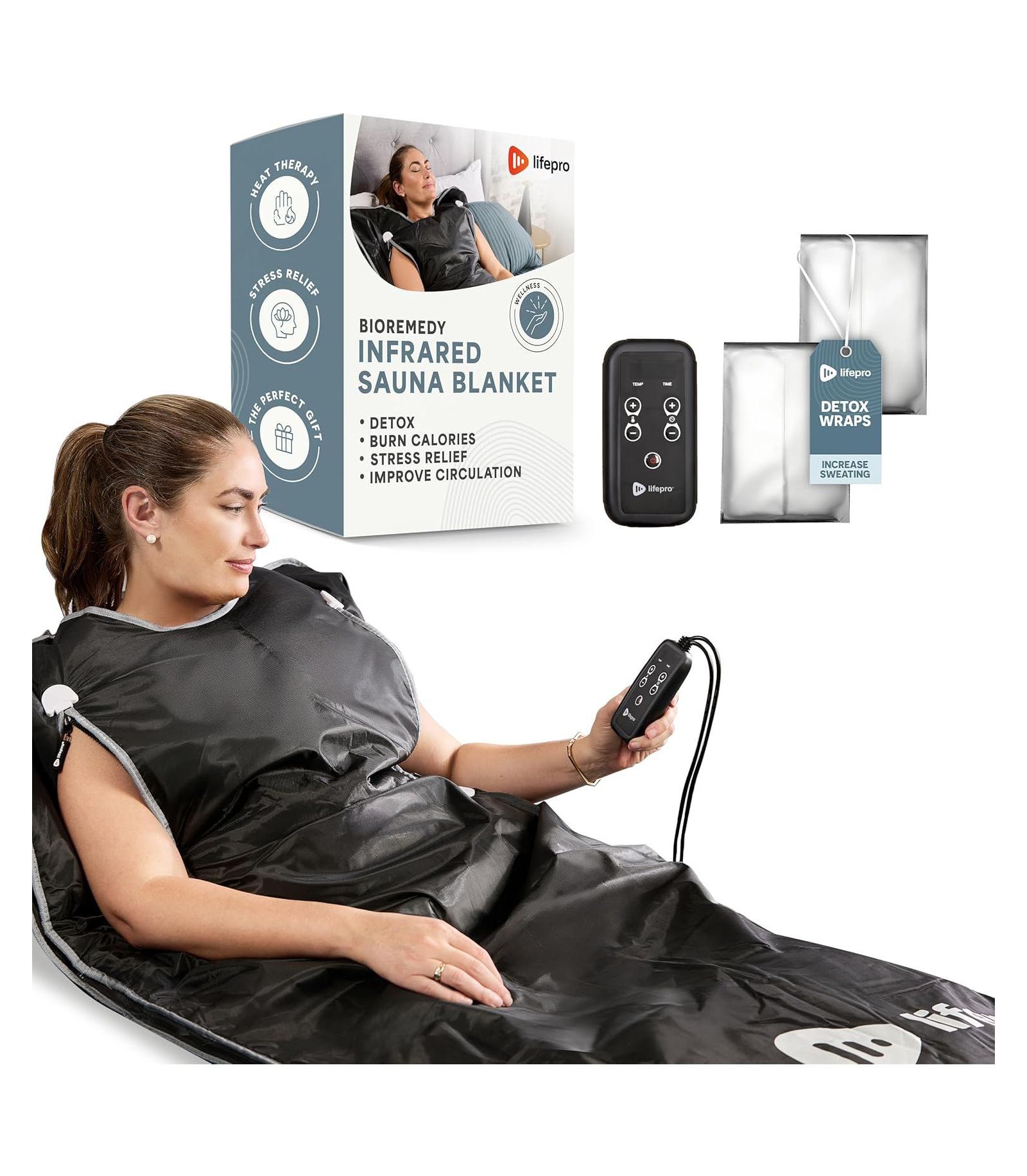 LifePro Bioremedy Plus Sauna Blanket (Large) – Portable Far Infrared Detox Blanket for Home Relaxation