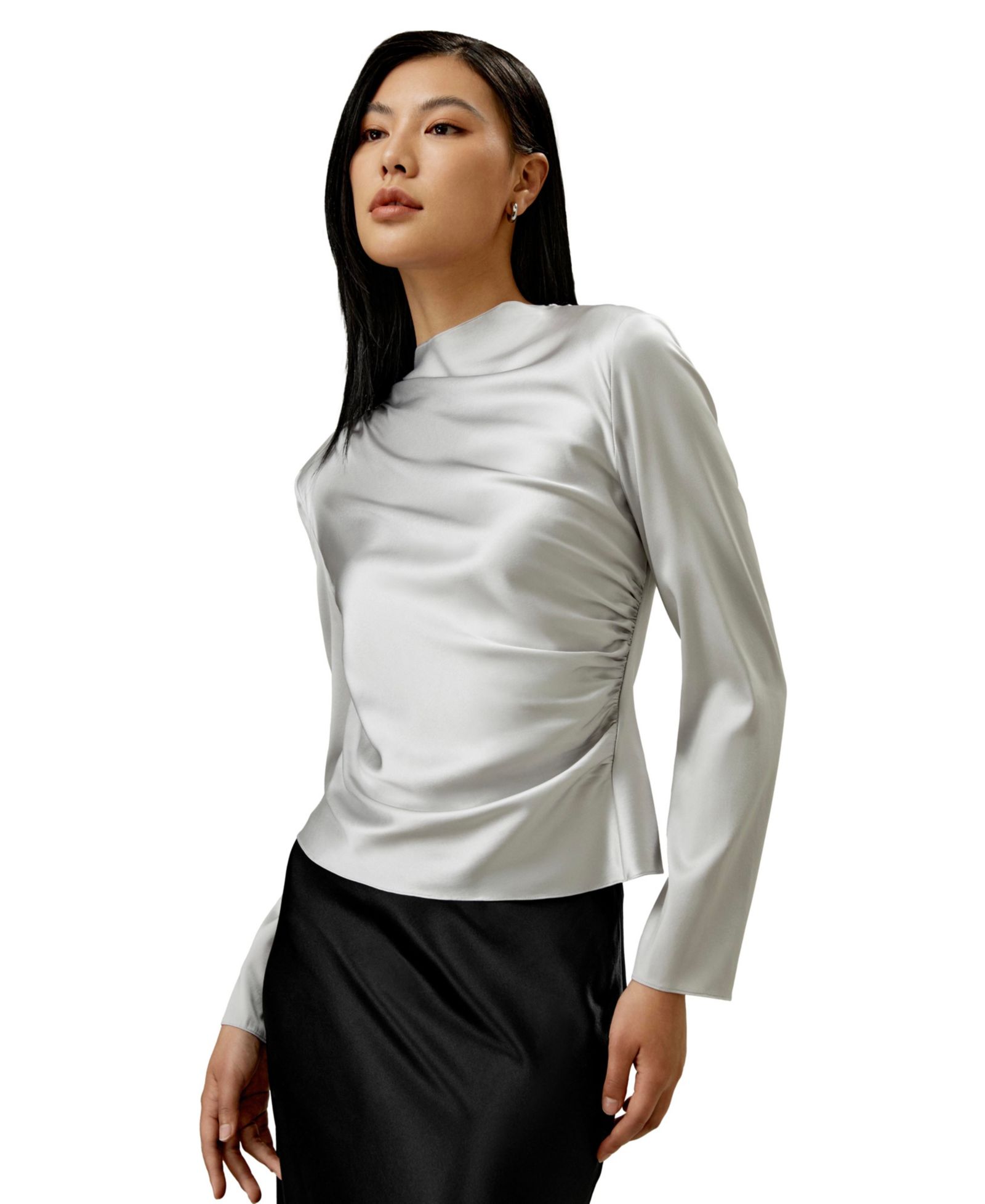 LILYSILK Women's Oblique Wave Silk Blouse
