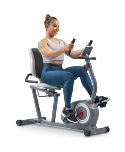 Sunny Health & Fitness Indoor Magnetic Smart Recumbent Exercise Bike with Free SunnyFit  App via Bluetooth